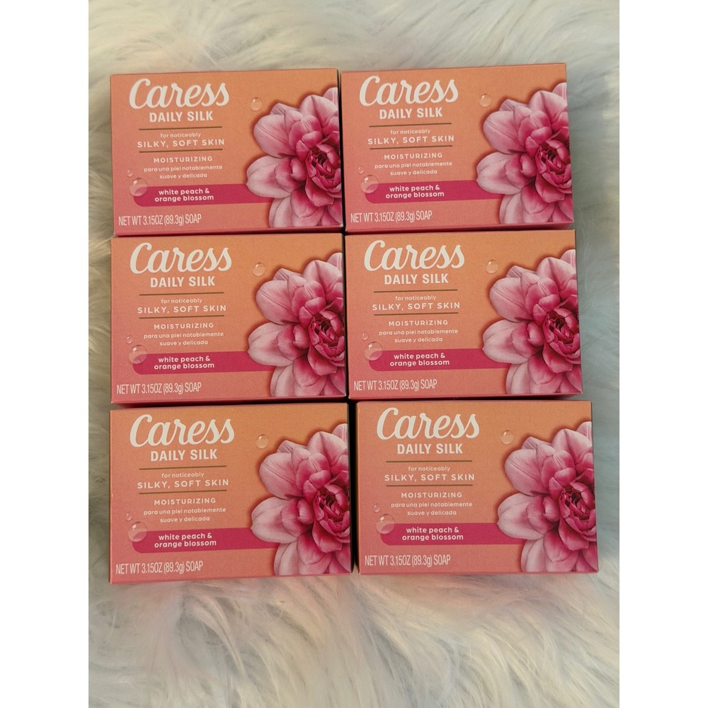 Caress Daily Silk Bar Soap White Peach & Orange Blossom 3.15oz 6 Pack Bulk